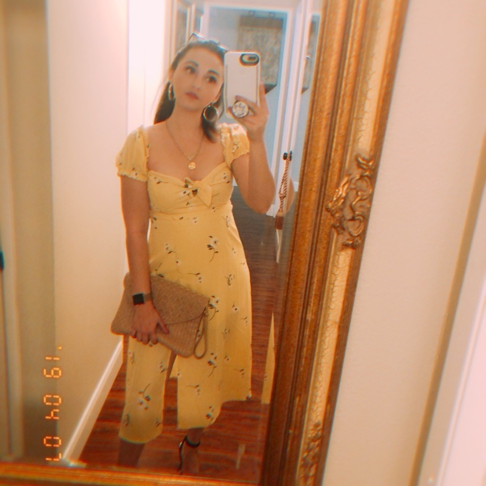 Yellow Floral Off-Shoulder Dress - Picture 6 of 6